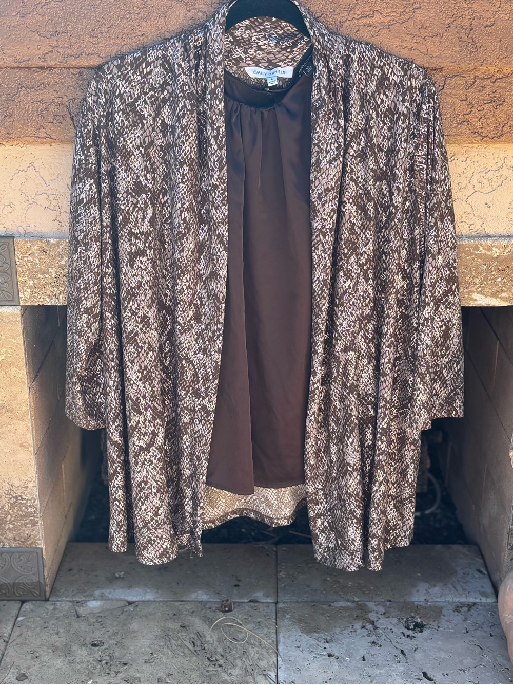 Brown Snake-Print Women's Kimono Cardigan by Emily Daniel’s
